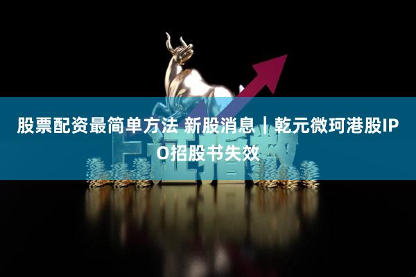 股票配资最简单方法 新股消息｜乾元微珂港股IPO招股书失效